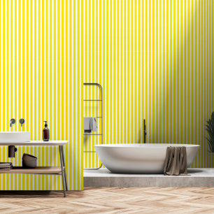 Papier Peint Peel et bâton classique rayé blanc et jaune