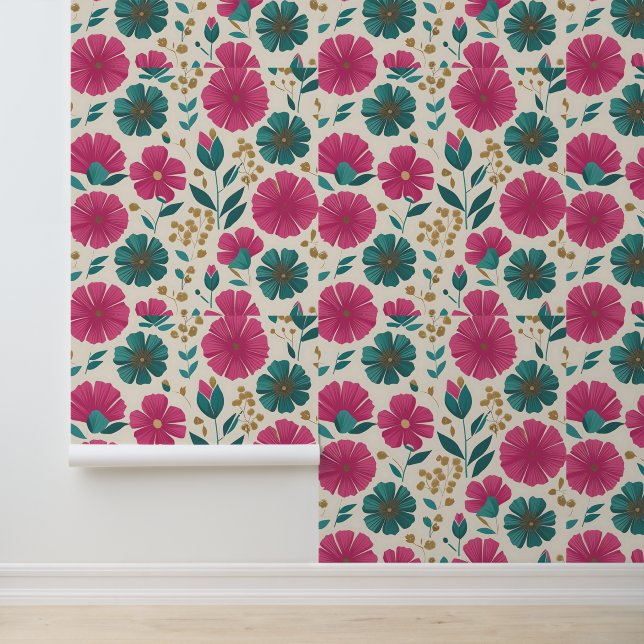 Papier Peint Peel et bâton de rêve floral moderne (Application)