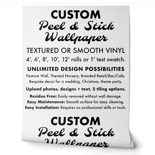 Papier Peint Peel et bâton de vinyle lisse personnalisé (Déroulement)