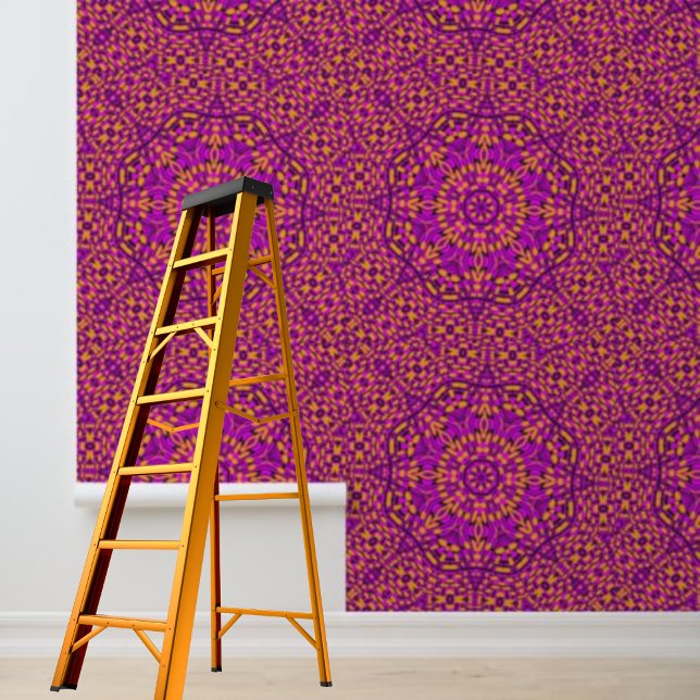 Papier Peint Peel et bâton rose noir orange cercles mandala (Créateur téléchargé)