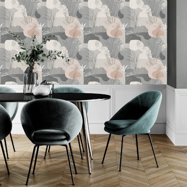 Papier Peint Peel et bâton vert pâle et beige Abstrait moderne (Créateur téléchargé)