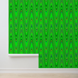 Papier Peint Peel Stick Vert Jaune Zigzag Motif géométrique