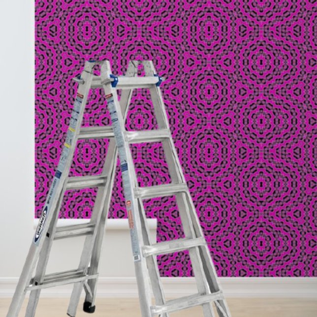 Papier Peint Peindre et coller rose noir motif géométrique (Peel and stick pink black geometric pattern wallpaper)