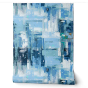 Papier Peint Peinture Abstraite Bleue Art Moderne Contemporain