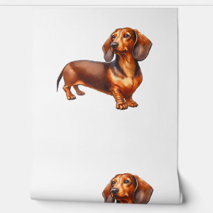 Papier Peint Peinture de Dachshund - Peinture d'aquarelle de ch