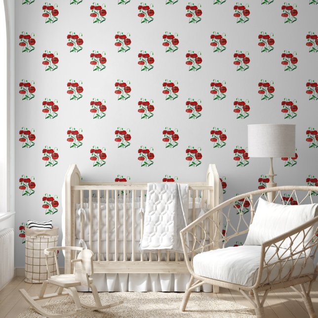 Papier Peint Peinture des pavots rouges (Enfants)