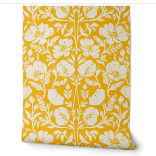 Papier Peint Peinture fleurie Arts Et Artisanat - Jaune Clair