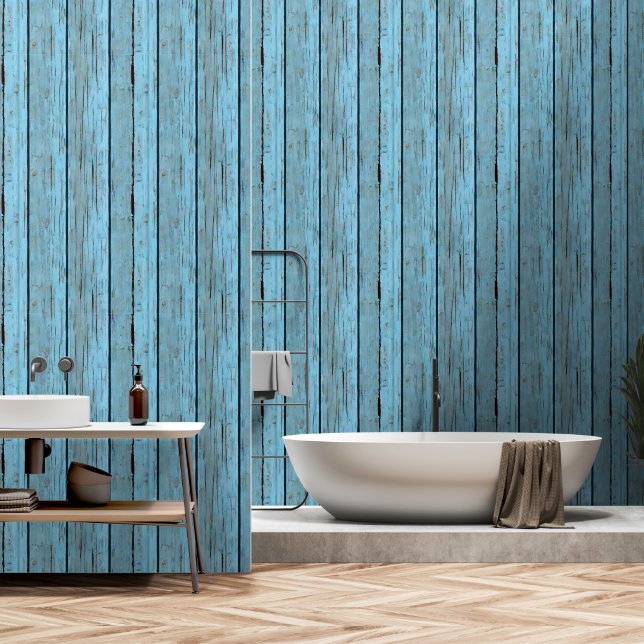 Papier Peint Peinture murale motif bois patiné (Salle de bain)