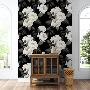 Papier Peint Peonies blanches Jardin botanique de l'aquarelle f