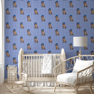 Papier Peint Pépinière bleue personnalisée - Chien