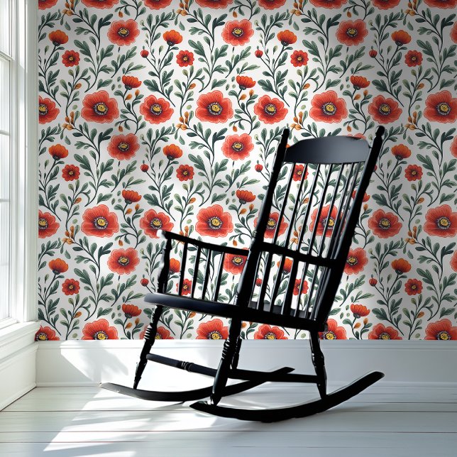 Papier Peint Pépites rouges sur la florale Arrière - plan blanc (Créateur téléchargé)