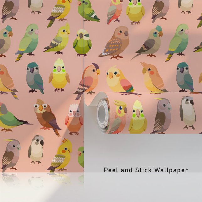 Papier Peint Perroquets colorés sur la pêche (Créateur téléchargé)