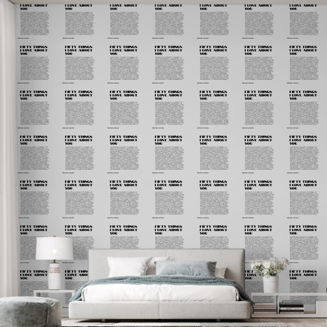 Papier Peint Personnalisable '50 choses que j'aime à propos de  (Chambre à coucher)