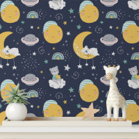 Petite Ourson Lune Étoiles Pépinière Autocollant