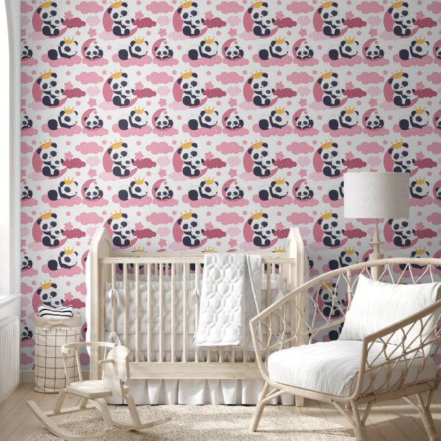 Papier Peint Petite princesse panda filles panda nursery (Enfants)