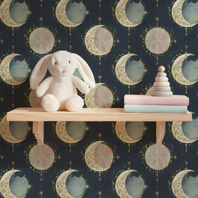 Papier Peint Phases et étoiles de la lune céleste d'or (Créateur téléchargé)