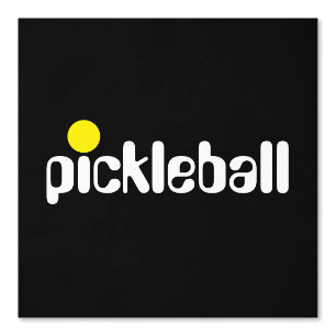 Papier Peint PICKLEBALL Sportif Fun Blanc Jaune Texte Sur Noir