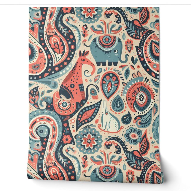 Papier Peint Pièce de l'enfant Paisley V2 (Déroulement)