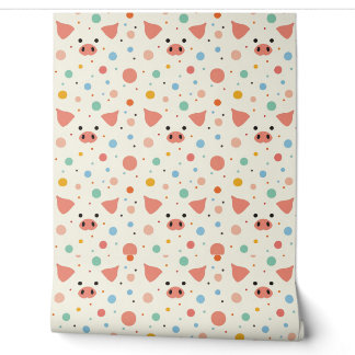 Papier Peint Piggy & pois