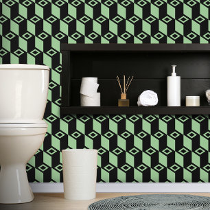 Papier Peint Pile de cube géométrique noir vert