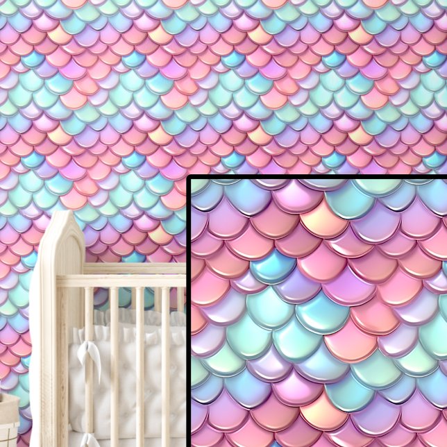 Papier Peint Pink Aqua Blue Mermaid Tails (Créateur téléchargé)