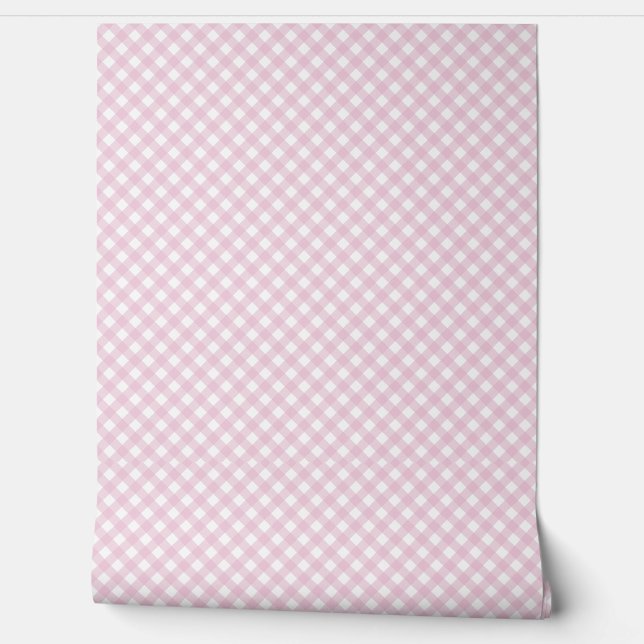 Papier Peint Pink Gingham Wall Pattern (Déroulement)
