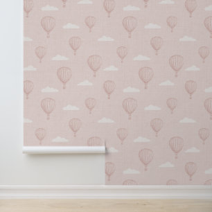 Papier Peint Pink Hot Air Balloon Baby Nursery