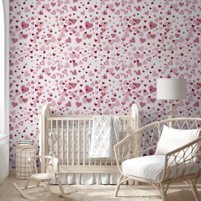 Papier Peint  Pink Lovely Hearts Pattern  (Enfants)
