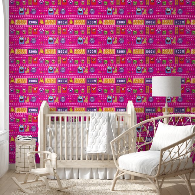 Papier Peint Pink Monster Kids' Rooms Child Name antistress (Enfants)