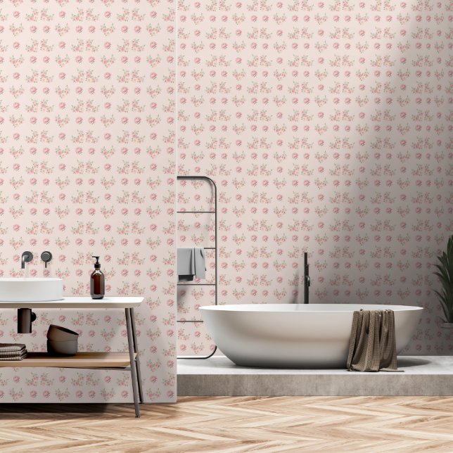 Papier Peint Pink Peony and Rose Pattern (Salle de bain)