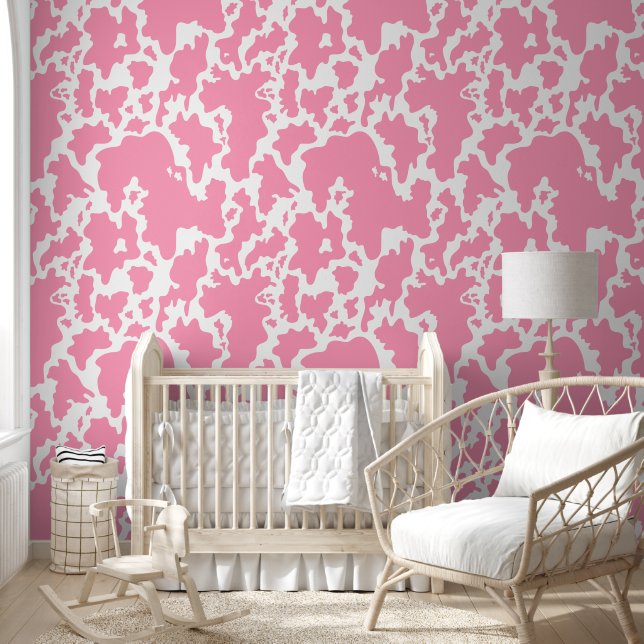 Papier Peint Pink & White Cow Print Pattern (Enfants)