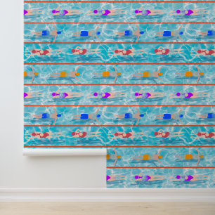 Papier Peint Piscine Piscine Motif d'équipe