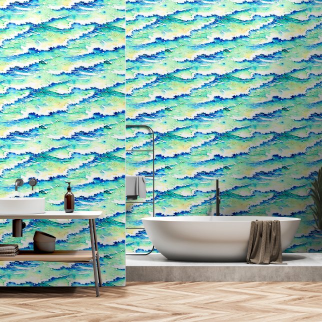 Papier Peint Plage bleu marine motif sans faille (Salle de bain)