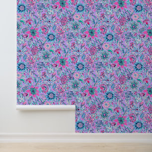 Papier Peint Plage de Palm Preppy Rose & Fleurs de Lavande
