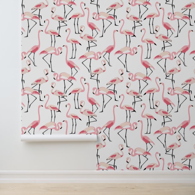 Papier Peint Plage tropicale Flamant rose rose (Application)