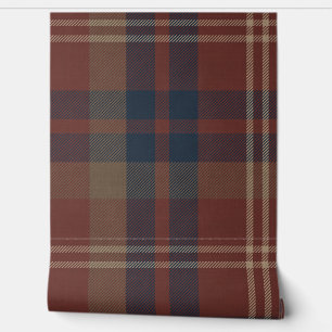 Papier Peint Plaid au Ruby Red and Navy Blue
