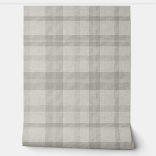 Papier Peint Plaid Gris Ferme Émuté avec Texture de Lin