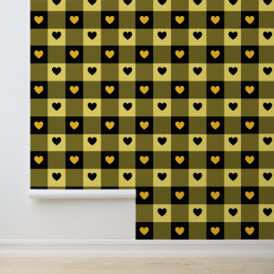 Papier Peint Plaid & Hearts mignon Fun Black & Yellow Nursery