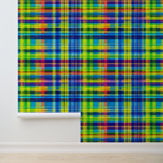 Papier Peint Plaid picnic arc-en-ciel