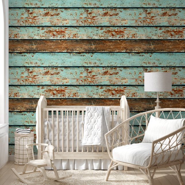 Papier Peint Plaines en bois de plage bleu brun (Enfants)