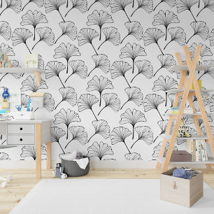 Papier Peint Plan Boho Ginkgo Biloba Feuilles