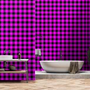 Papier Peint Plat de buffalo de bûcheron rose Fuchsia noir 3 po