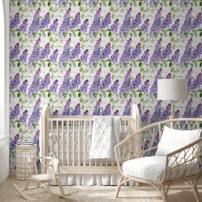 Papier Peint Plutôt Violet Lavande Aquarelle Style AI Floral (Enfants)