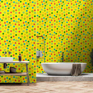 Papier Peint Pneuka moderne du milieu du siècle pois jaune peig