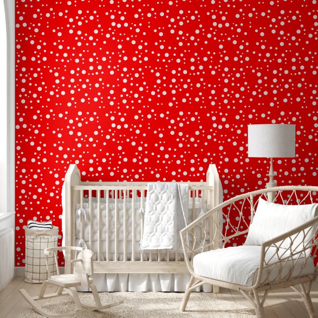 Papier Peint Points blancs tendance sur rouge vif (Enfants)