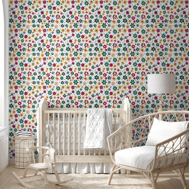 Papier Peint Points floraux lunaires (Enfants)