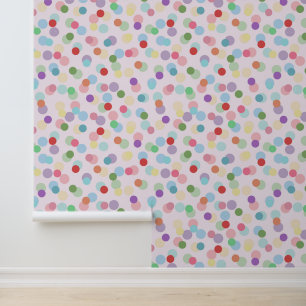 Papier Peint Points Motif rose coloré moderne rose