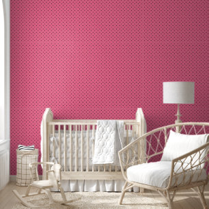 Papier Peint Points noirs sur fond rose