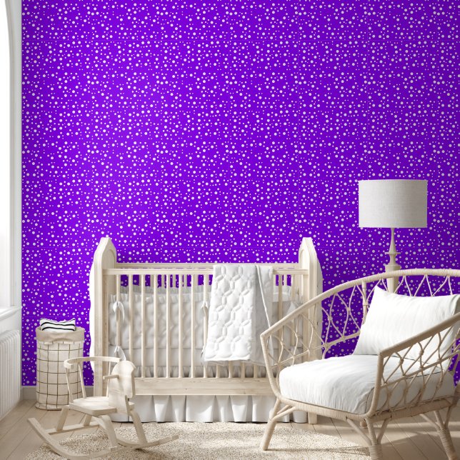 Papier Peint Pois blancs sur Violet électrique brillant (Enfants)