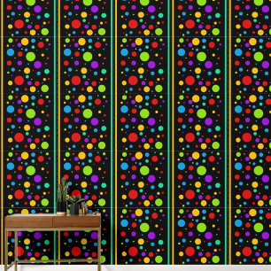 Papier Peint Pois et rayures arc-en-ciel colorés